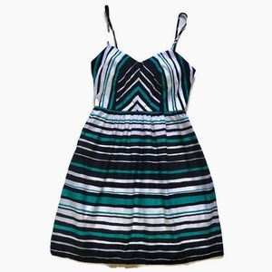 City Triangles Blue/Teal/White Striped Dress